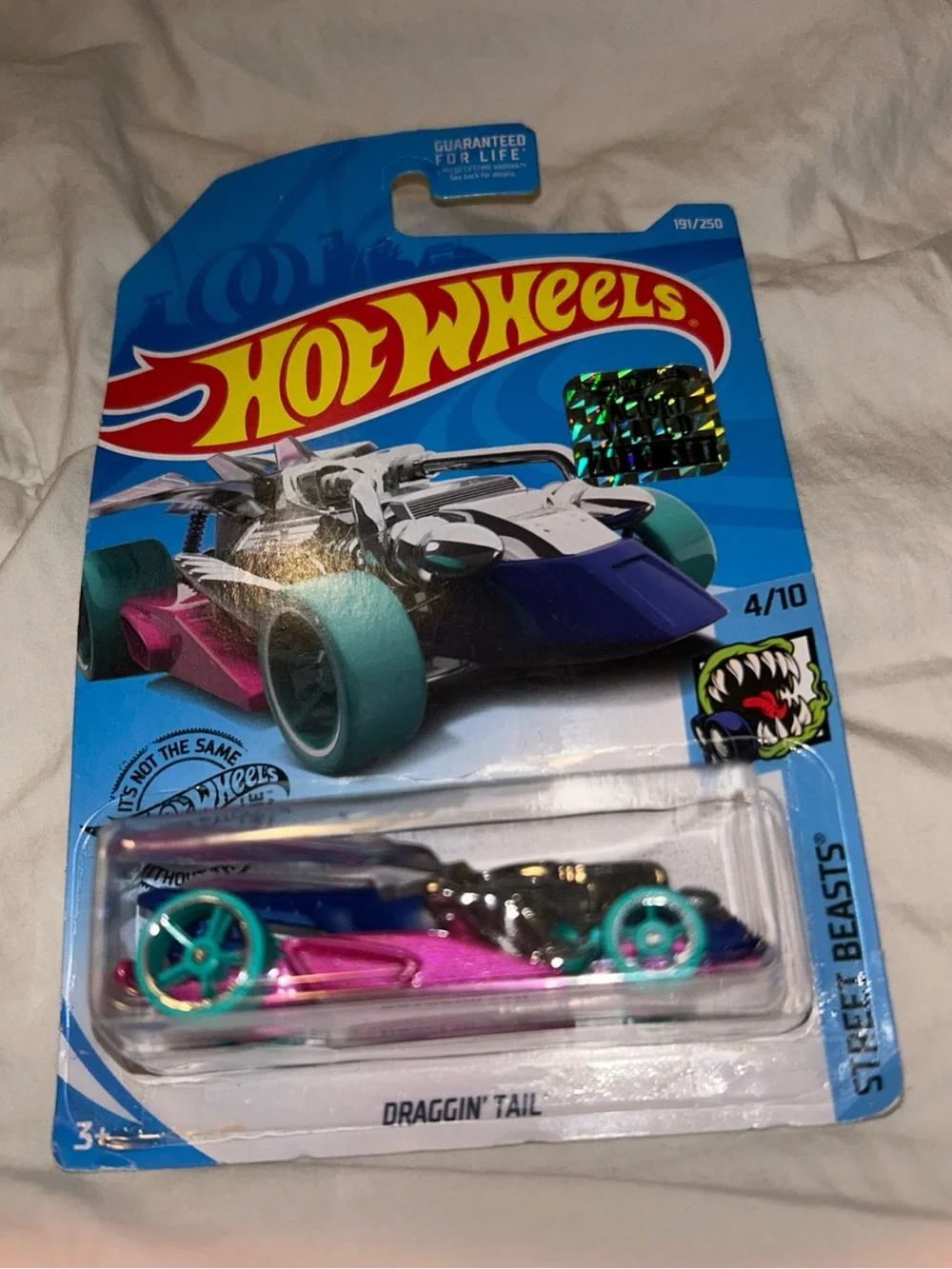 2019 Hot Wheels Street Beasts Draggin'Tail #191/250 Pink/Chrome Car